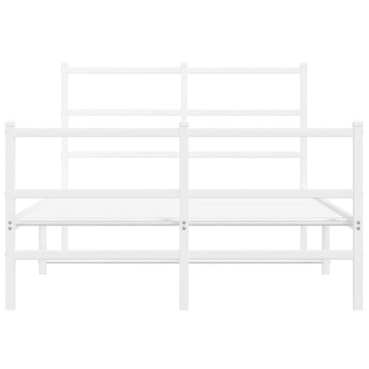 Metal Bed Frame without Mattress with Footboard with Headboard & Footboard White 120 cm 190 cm