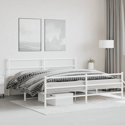 Metal Bed Frame without Mattress with Footboard with Headboard & Footboard White 193 cm 203 cm