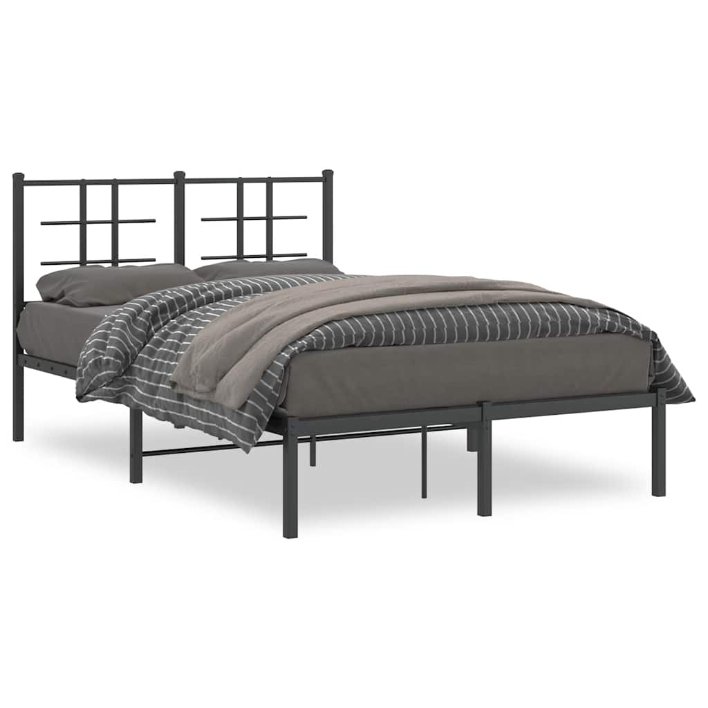 Metal Bed Frame without Mattress with Headboard Black 120 cm 200 cm