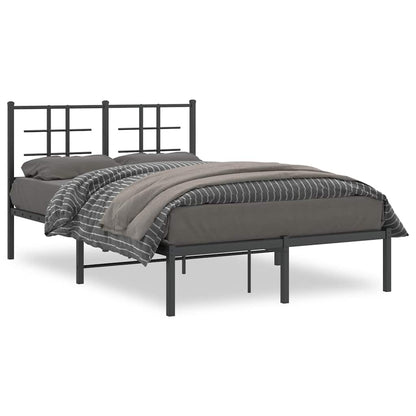 Metal Bed Frame without Mattress with Headboard Black 120 cm 200 cm