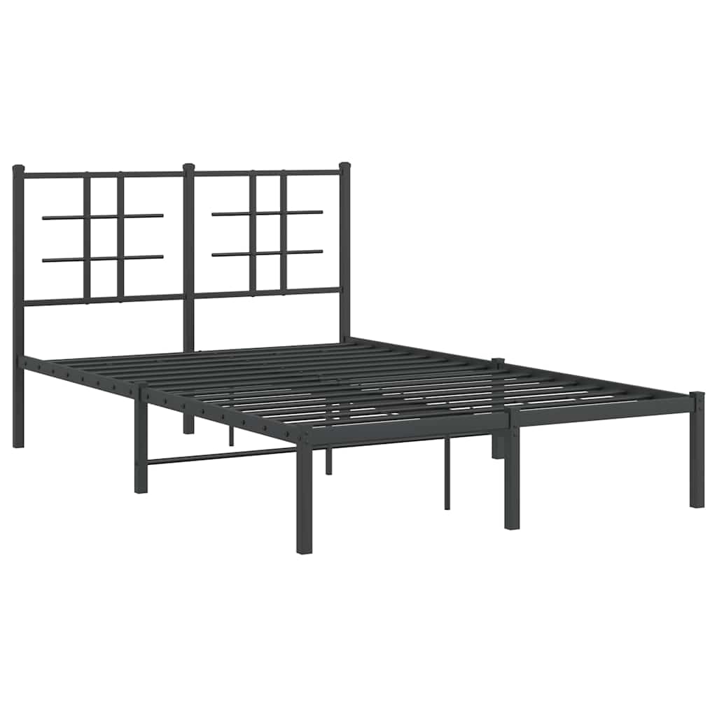 Metal Bed Frame without Mattress with Headboard Black 120 cm 200 cm