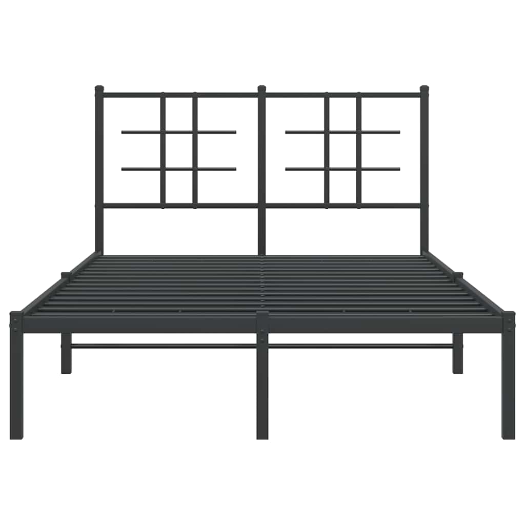 Metal Bed Frame without Mattress with Headboard Black 120 cm 200 cm