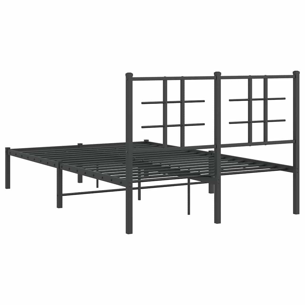 Metal Bed Frame without Mattress with Headboard Black 120 cm 200 cm