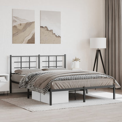 Metal Bed Frame without Mattress with Headboard Black 160 cm 200 cm