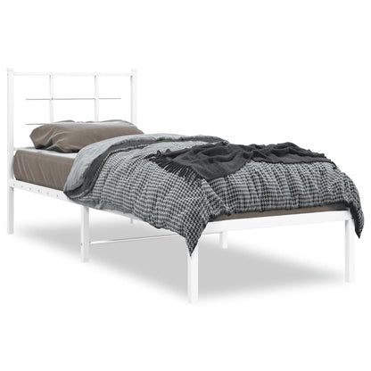 Metal Bed Frame without Mattress with Headboard White 75 cm 190 cm