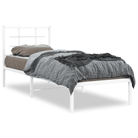 Metal Bed Frame without Mattress with Headboard White 75 cm 190 cm