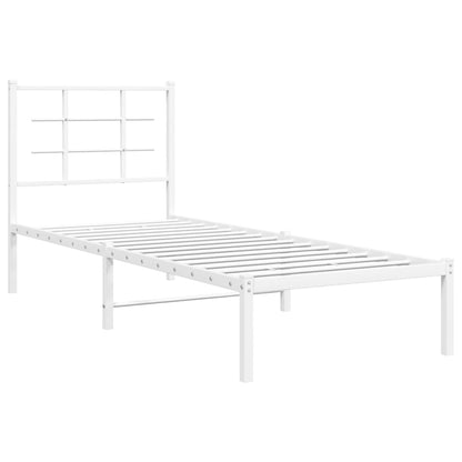 Metal Bed Frame without Mattress with Headboard White 75 cm 190 cm