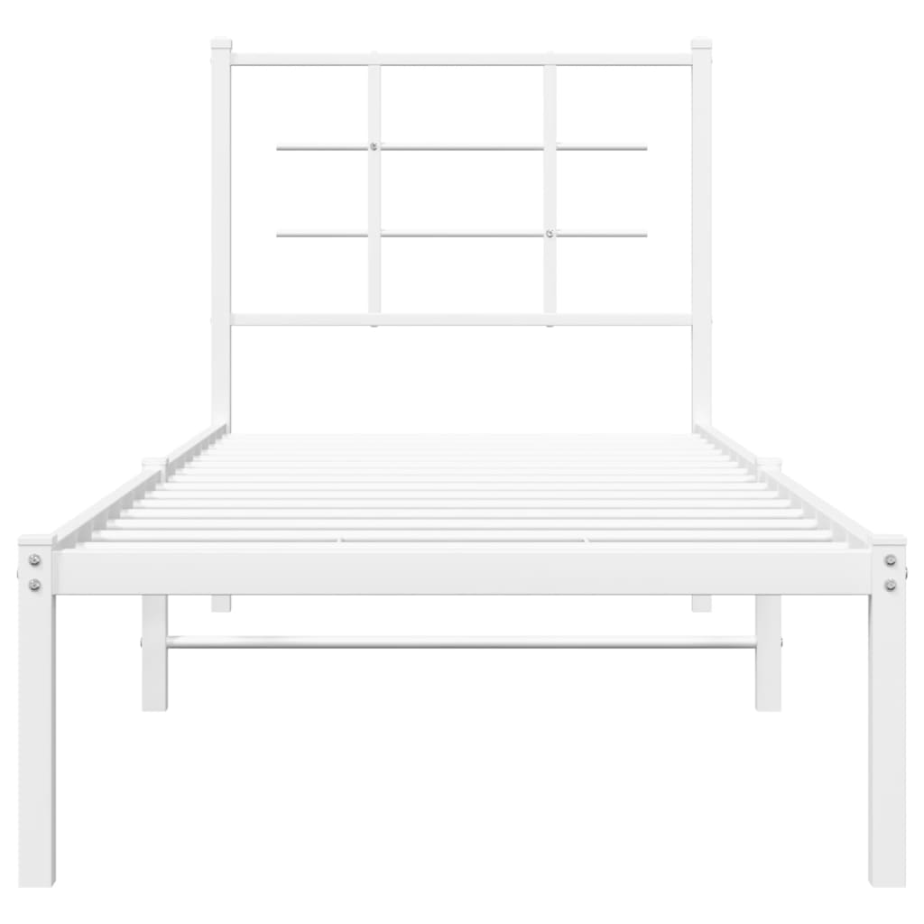 Metal Bed Frame without Mattress with Headboard White 75 cm 190 cm