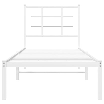 Metal Bed Frame without Mattress with Headboard White 75 cm 190 cm