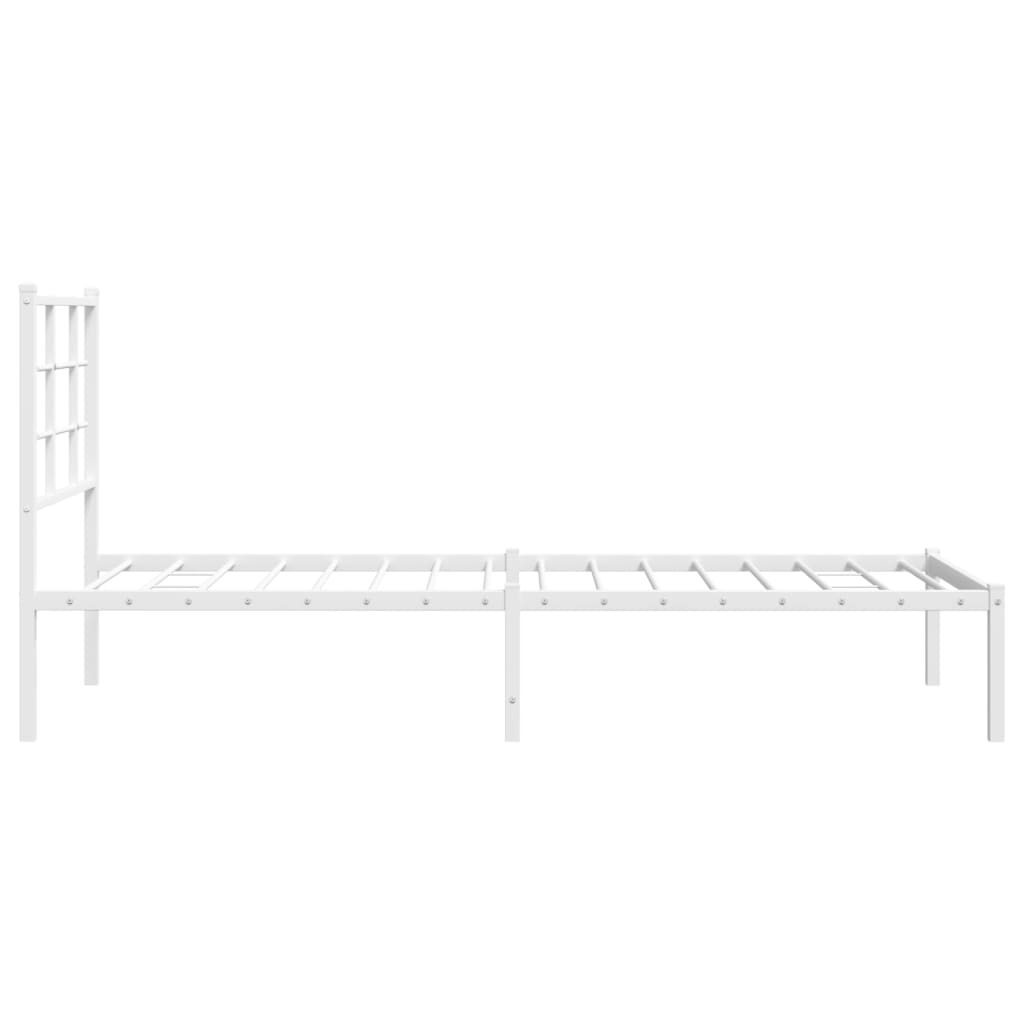 Metal Bed Frame without Mattress with Headboard White 75 cm 190 cm