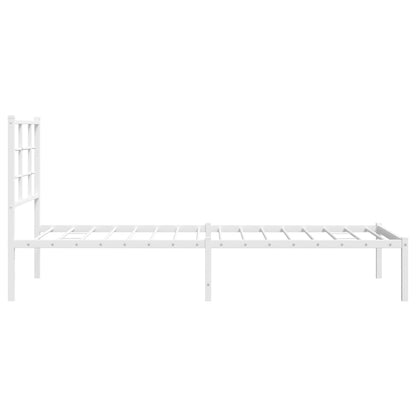 Metal Bed Frame without Mattress with Headboard White 75 cm 190 cm