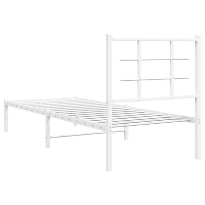 Metal Bed Frame without Mattress with Headboard White 75 cm 190 cm