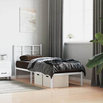 Metal Bed Frame without Mattress with Headboard White 75 cm 190 cm
