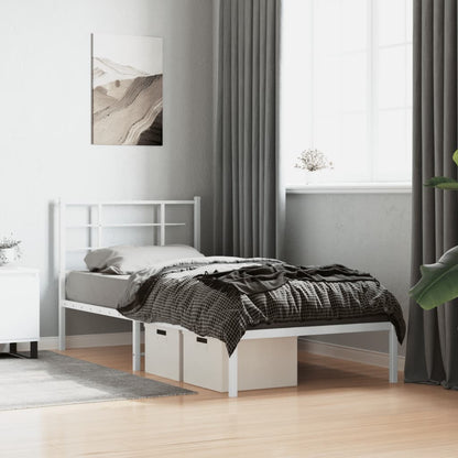 Metal Bed Frame without Mattress with Headboard White 90 cm 200 cm