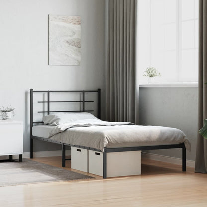 Metal Bed Frame without Mattress with Headboard White 100 cm 190 cm