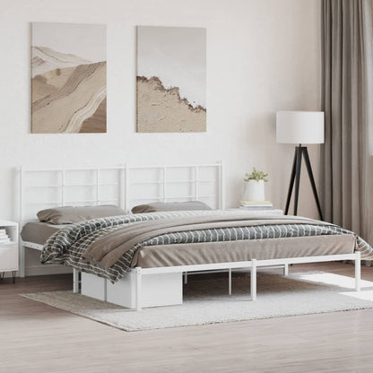 Metal Bed Frame without Mattress with Headboard White 200 cm 200 cm