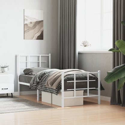 Metal Bed Frame without Mattress with Footboard with Headboard & Footboard White 75 cm 190 cm