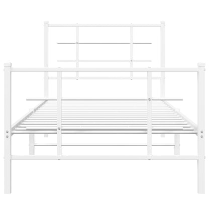 Metal Bed Frame without Mattress with Footboard with Headboard & Footboard White 90 cm 190 cm