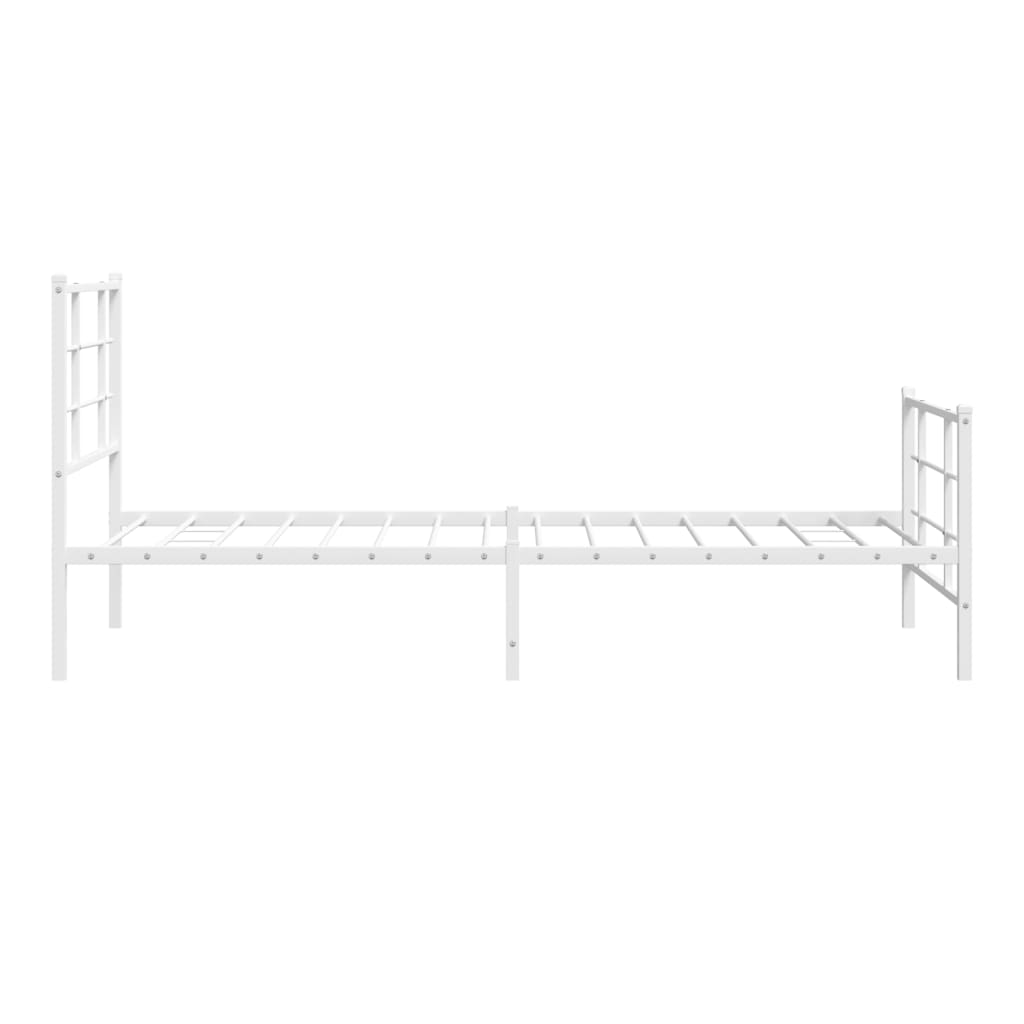 Metal Bed Frame without Mattress with Footboard with Headboard & Footboard White 90 cm 190 cm