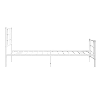 Metal Bed Frame without Mattress with Footboard with Headboard & Footboard White 90 cm 190 cm
