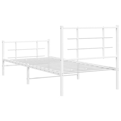 Metal Bed Frame without Mattress with Footboard with Headboard & Footboard White 90 cm 190 cm