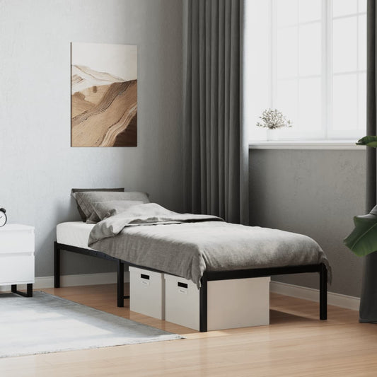 Metal Bed Frame without Mattress Black 75 cm 190 cm