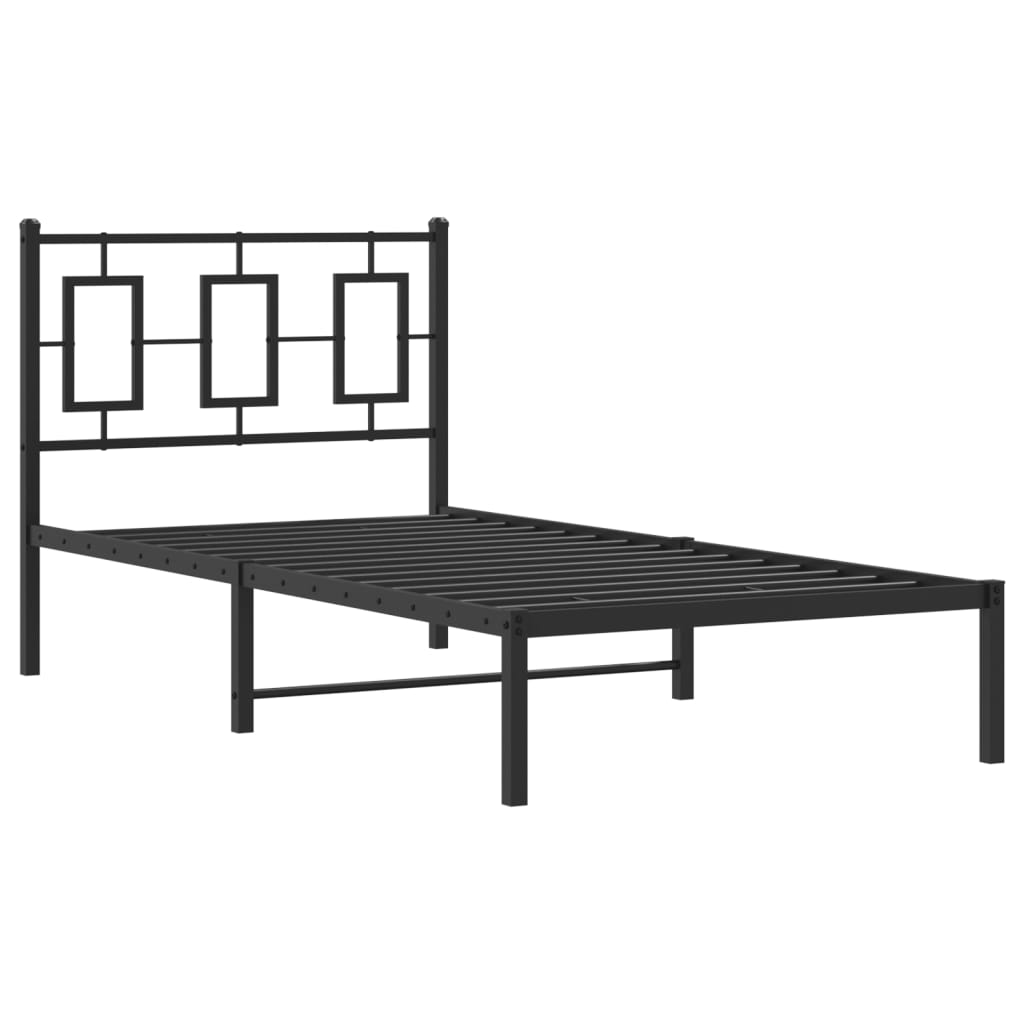 Metal Bed Frame without Mattress with Headboard Black 90 cm 190 cm