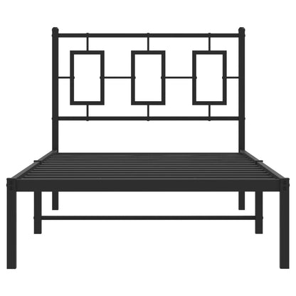 Metal Bed Frame without Mattress with Headboard Black 90 cm 190 cm