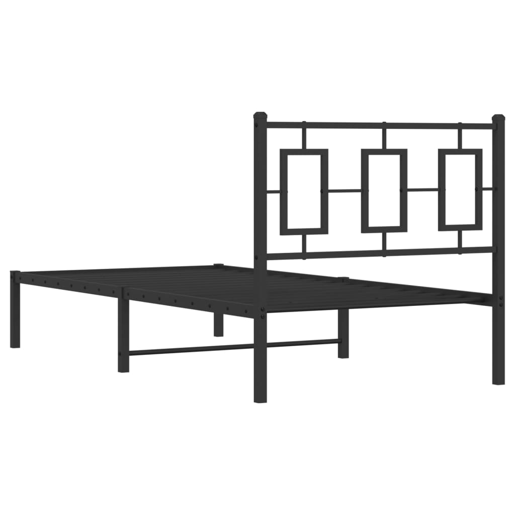 Metal Bed Frame without Mattress with Headboard Black 90 cm 190 cm