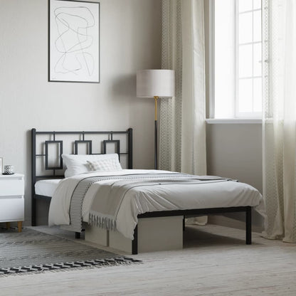 Metal Bed Frame without Mattress with Headboard Black 100 cm 200 cm