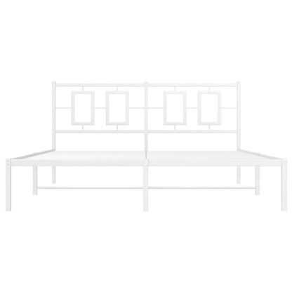 Metal Bed Frame without Mattress with Headboard White 150 cm 200 cm