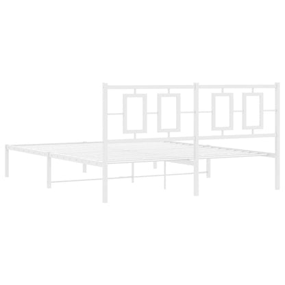 Metal Bed Frame without Mattress with Headboard White 150 cm 200 cm