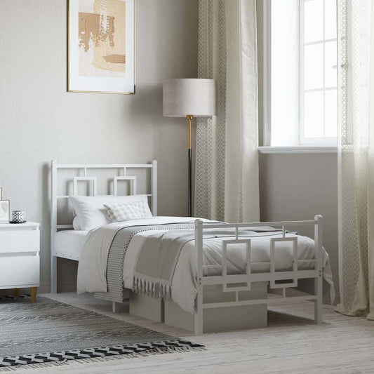 Metal Bed Frame without Mattress with Footboard with Headboard & Footboard White 80 cm 200 cm