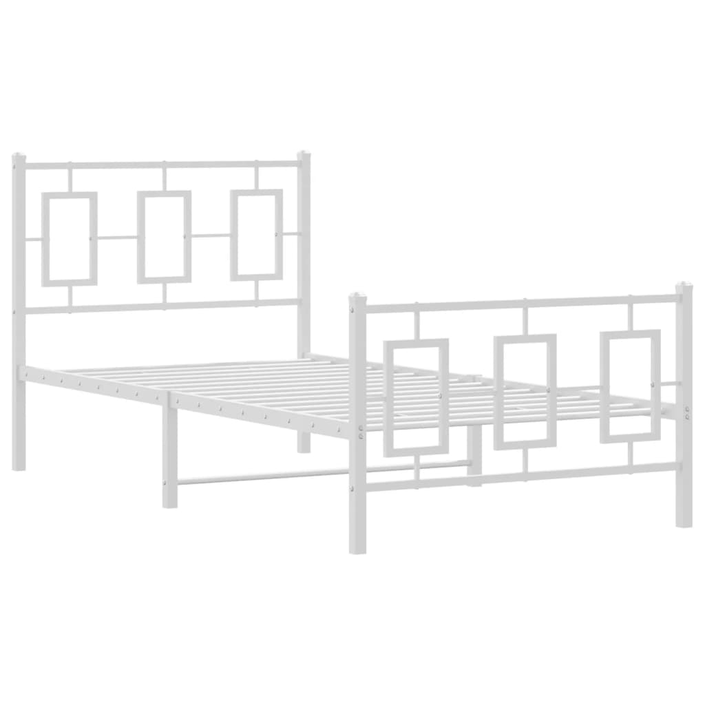 Metal Bed Frame without Mattress with Footboard with Headboard & Footboard White 90 cm 200 cm