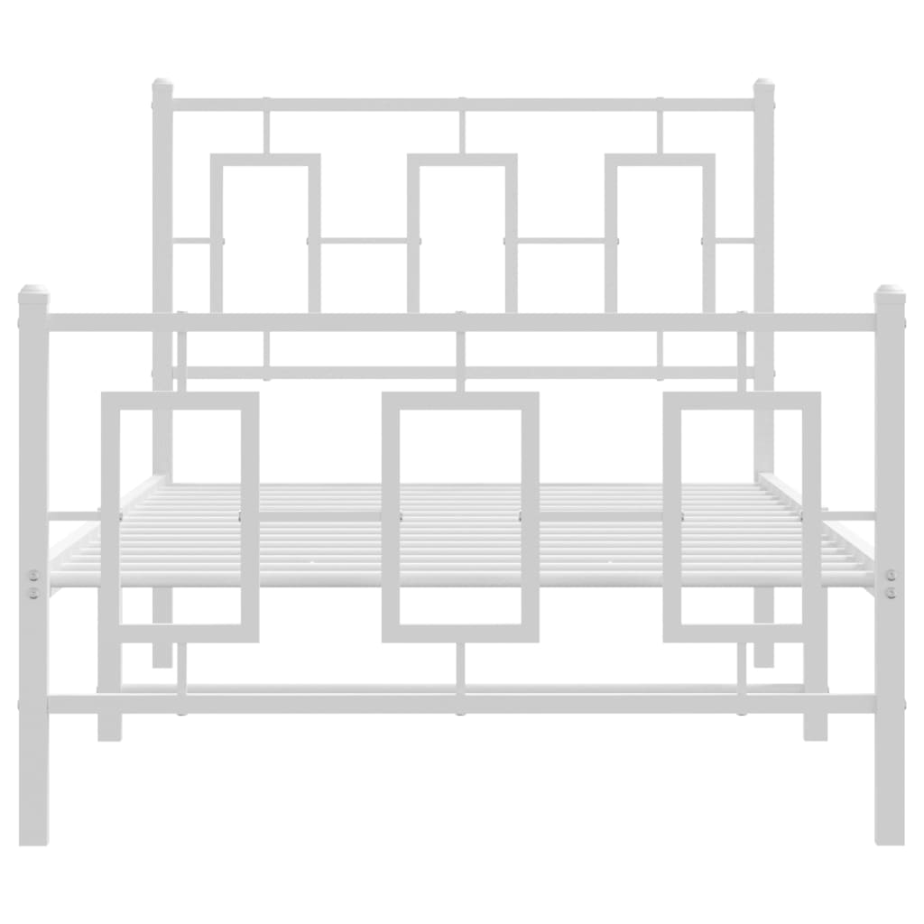 Metal Bed Frame without Mattress with Footboard with Headboard & Footboard White 90 cm 200 cm