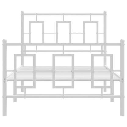 Metal Bed Frame without Mattress with Footboard with Headboard & Footboard White 90 cm 200 cm