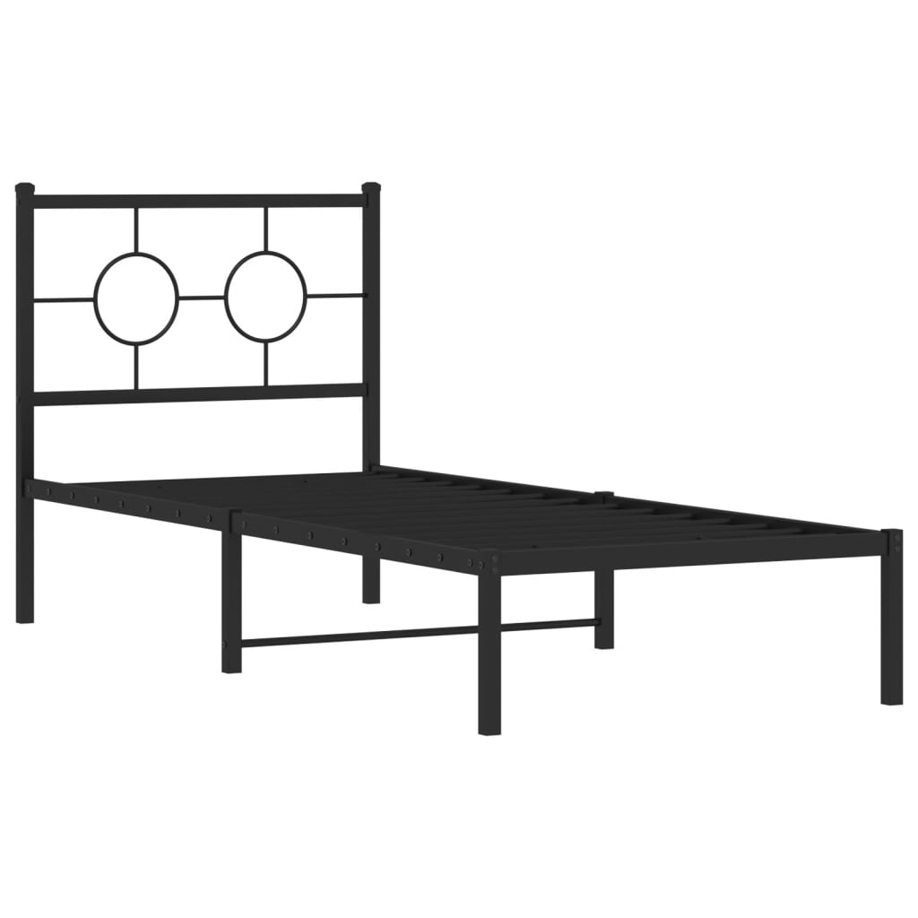 Metal Bed Frame without Mattress with Headboard Black 80 cm