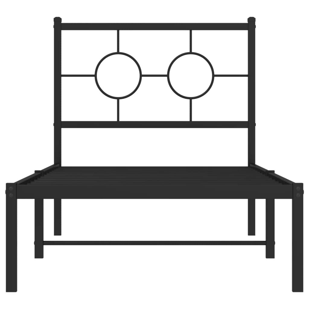 Metal Bed Frame without Mattress with Headboard Black 80 cm
