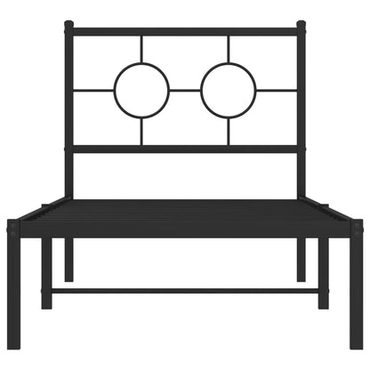 Metal Bed Frame without Mattress with Headboard Black 80 cm