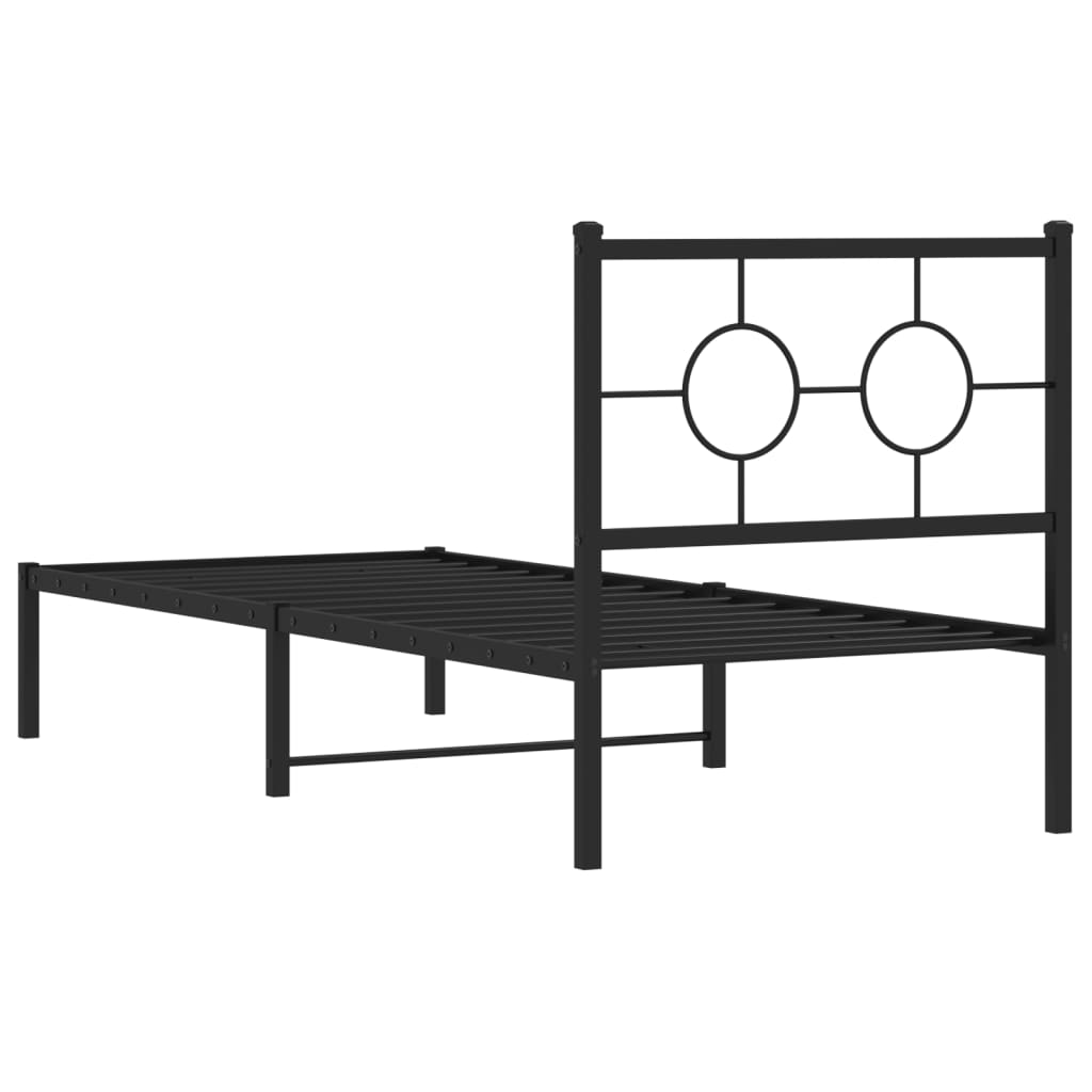 Metal Bed Frame without Mattress with Headboard Black 80 cm
