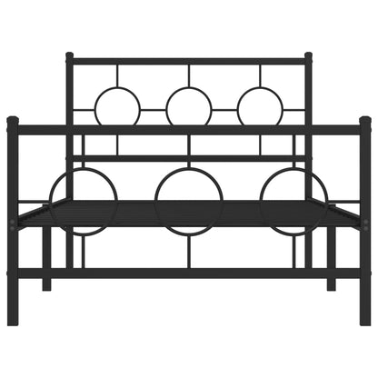 Metal Bed Frame without Mattress with Footboard with Headboard & Footboard Black 100 cm 200 cm