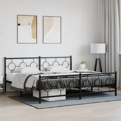 Metal Bed Frame without Mattress with Footboard with Headboard & Footboard Black 193 cm 203 cm