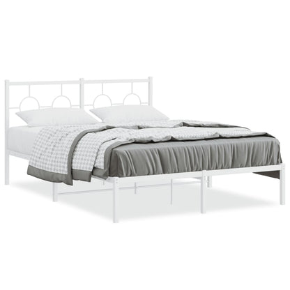 Metal Bed Frame without Mattress with Headboard White 140 cm