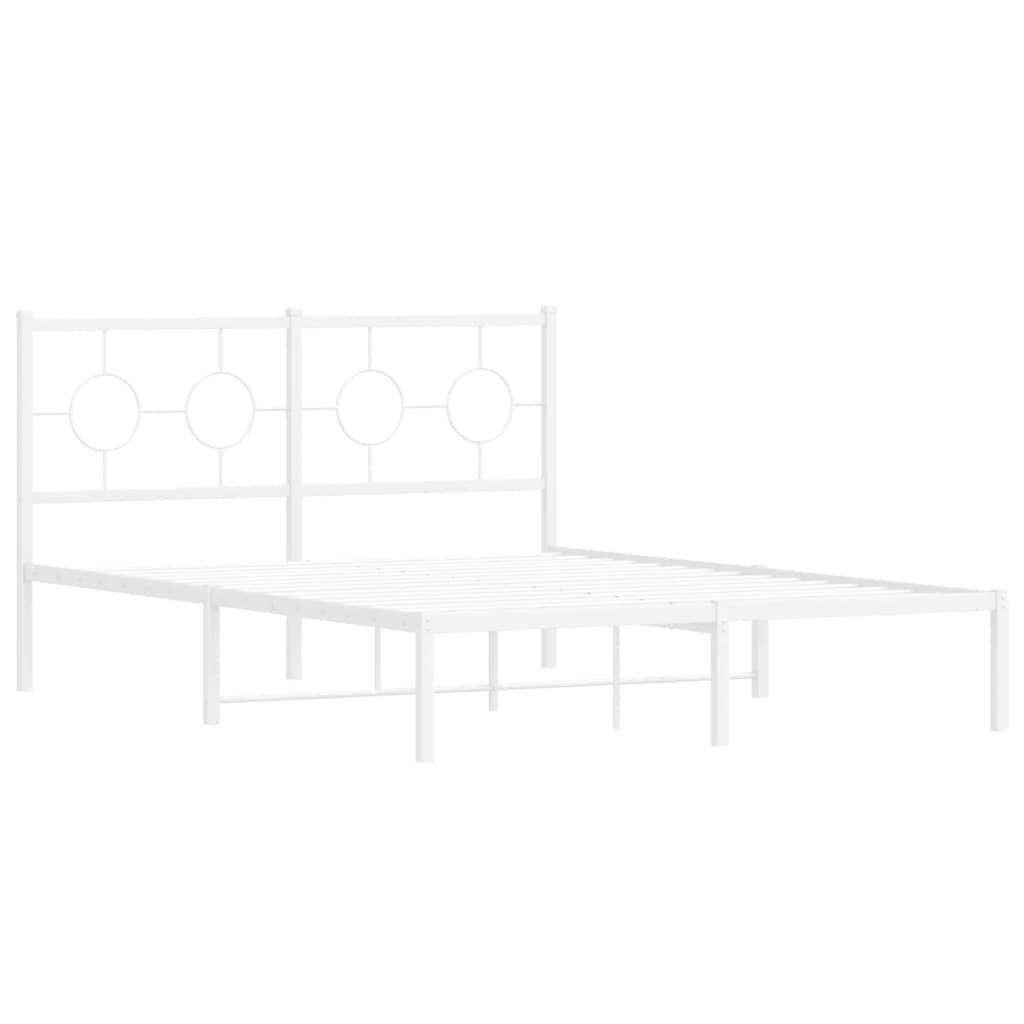 Metal Bed Frame without Mattress with Headboard White 140 cm