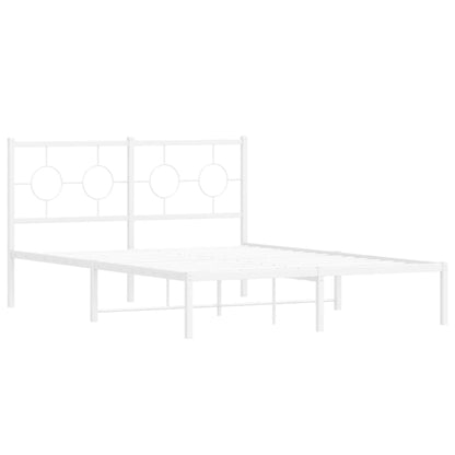 Metal Bed Frame without Mattress with Headboard White 140 cm