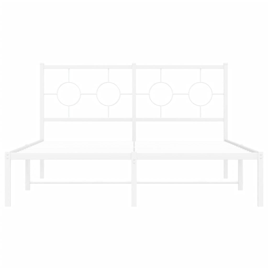 Metal Bed Frame without Mattress with Headboard White 140 cm