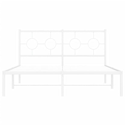 Metal Bed Frame without Mattress with Headboard White 140 cm