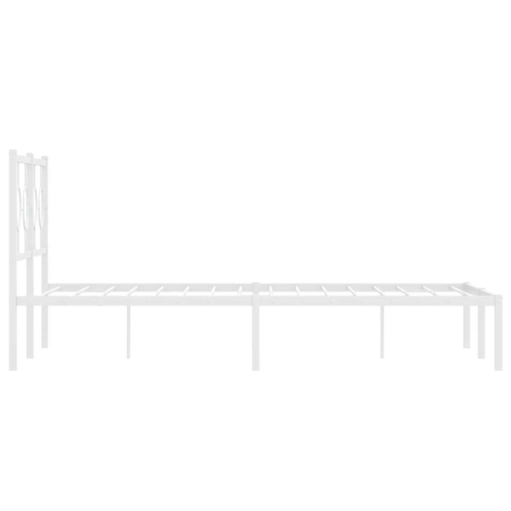 Metal Bed Frame without Mattress with Headboard White 140 cm
