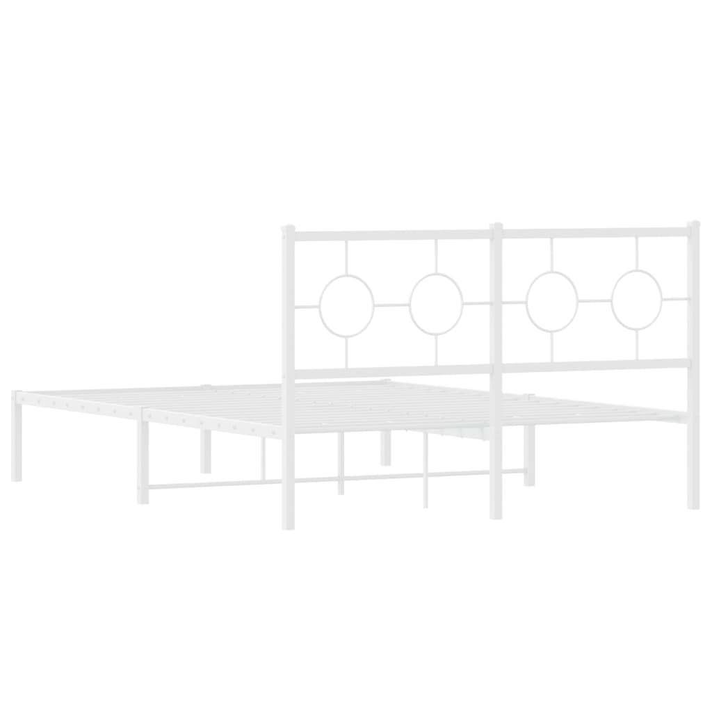 Metal Bed Frame without Mattress with Headboard White 140 cm