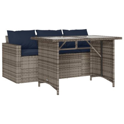 vidaXL 2 Piece Garden Dining Set with Cushions Grey Poly Rattan 2
